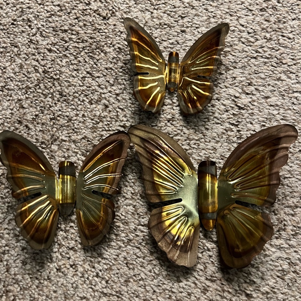 Vintage brass Butterfly Wall Decor Set